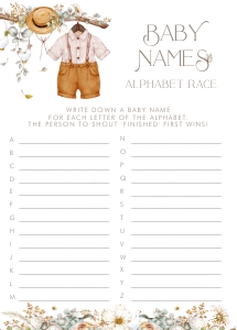 Vintage Baby Shower Baby Shower- Baby Name Game- Baby Boy: Vintage Baby Shower Games- Baby Boy