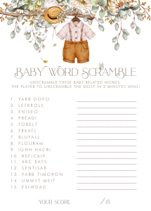 Vintage Baby Shower- Word Scramble Game- Baby Boy: Vintage Baby Shower Games- Baby Boy