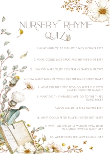 Vintage Baby Shower- Nursery Rhyme Quiz: Vintage Baby Shower Games- Baby Boy
