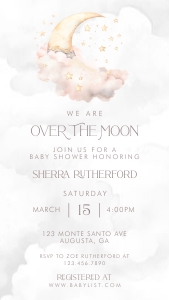 Over the Moon Baby Shower Smart Phone Invitation- Pink: Over the Moon Baby Shower Essentials Bundle- Pink