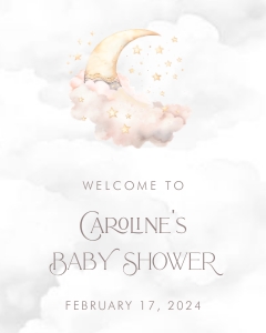 Over the Moon Baby Shower Welcome Sign- Pink- 16 x 20: Over the Moon Baby Shower Essentials Bundle- Pink