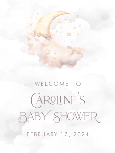 Over the Moon Baby Shower Welcome Sign- Pink- 18 x 24: Over the Moon Baby Shower Essentials Bundle- Pink