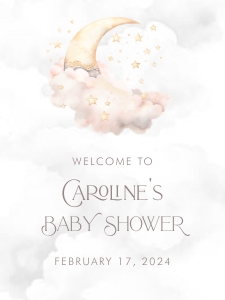 Over the Moon Baby Shower Welcome Sign- Pink- 36 x 48: Over the Moon Baby Shower Essentials Bundle- Pink