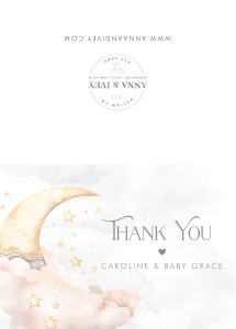 Over the Moon Thank You Card- Pink: Over the Moon Thank You Card- Pink