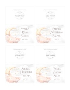 Over the Moon Food/Buffet Cards Page- Pink: Over the Moon Baby Shower Essentials Bundle- Pink