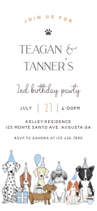 Let's Pawty Smart Phone Invitation- Blue- 1125 x 2436: Let's Pawty Smart Phone Invitations- Blue