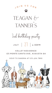 Let's Pawty Smart Phone Invitation- Blue- 1080 x 1920: Let's Pawty Smart Phone Invitations- Blue