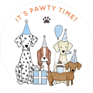 Let's Pawty Cupcake Toppers- Blue- 2.5 Inch: Let's Pawty Cupcake Toppers- Blue