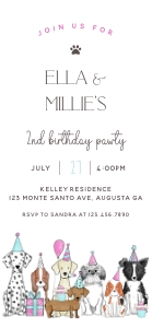 Let's Pawty Smart Phone Invitation- Pink- 1125 x 2436: Let's Pawty Smart Phone Invitation- Pink