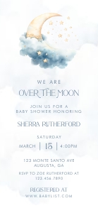 Over the Moon Baby Shower Smart Phone Invitation- 1125 x 2436px- Blue: Over the Moon Baby Shower Smart Phone Invitation- Blue