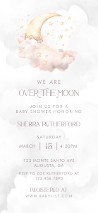 Over the Moon Baby Shower Smart Phone Invitation- 1125 x 2436px- Pink: Over the Moon Baby Shower Essentials Bundle- Pink