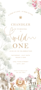 Wild One Smart Phone Invitation- Pink- 1125 x 2436: Wild One Smart Phone Invitations- Pink