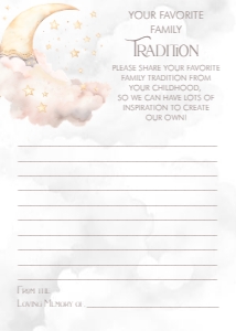 Over the Moon Pink Baby Shower- Family Traditions Game: Over the Moon Baby Shower Games- Pink