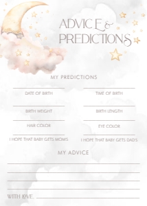 Over the Moon Pink Baby Shower- Advice & Predictions Game: Over the Moon Baby Shower Games- Pink