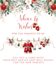 Merry Little Baby Shower Advice Sign- 11 x 14: Merry Little Baby Shower Advice Signs & Card