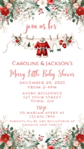 Merry Little Baby Shower Smart Phone Invitation- 1080 x 1920: Merry Little Baby Shower Smart Phone Invitations