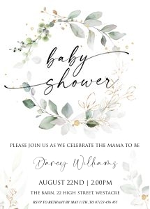 GL3 - Baby Shower Wreath Invite design preview