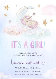 UN1 Its A Girl Invite 5X7 design preview