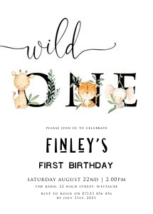 J4 - Wild One Invite 5X7 design preview