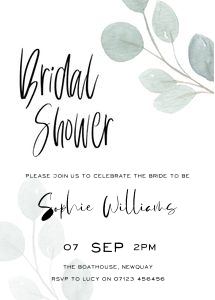 EV1 - Bridal Shower Invite 5x7 design preview