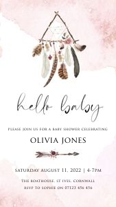 BO1 - Hello Baby Baby Shower Invite Mobile design preview