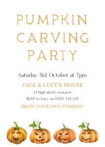 HW - Watercolour Pumpkin Carving 5x7 design preview