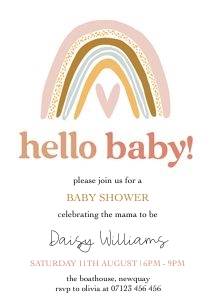BR1 - Hello Baby Shower Invite 5x7 design preview