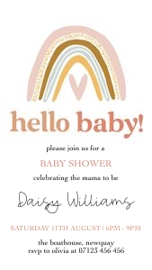 BR1 - Hello Baby Shower Invite Mobile design preview