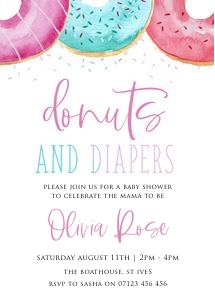 D1 - Donut & Diapers Baby Shower Invite design preview