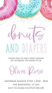 D1 - Donut & Diapers Baby Shower Invite Mobile design preview
