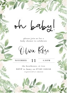 GL1 - Oh Baby Shower Invite 5x7 design preview