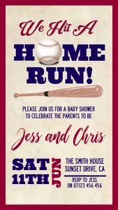 BB15 - Home Run Baby Shower Invite Mobile design preview