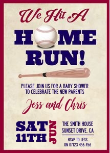 BB15 - Home Run Baby Shower Invite 5x7 design preview