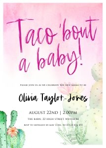 C1 - Taco Baby Shower Invite 5x7 design preview
