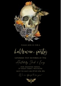 H1 - Skull Halloween Invitation 5x7 design preview