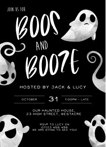 H1 - Boos & Booze Invitation 5x7 design preview