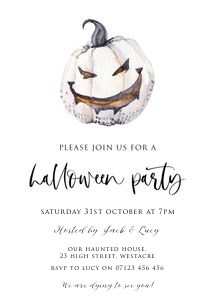 H1 - Pumpkin Halloween Invitation 5x7 design preview
