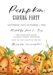 H1 Pumpkin Carving Invitation 5x7 design preview