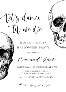 H1 - Dance To You Die Invitation 5x7 design preview