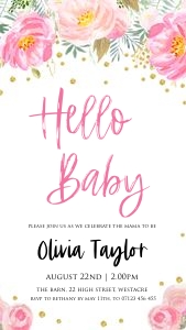 BF1 - Hello Baby Invite Mobile design preview