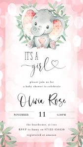 PE1 - Its A Girl Invite Mobile design preview