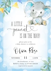 BE1 - Little Peanut Baby Invite 5x7: BE1 - Little Peanut Invite 5x7