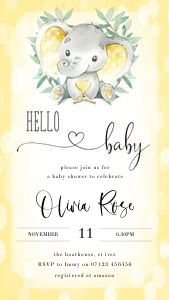 YE1 - Hello Baby Invite Mobile design preview