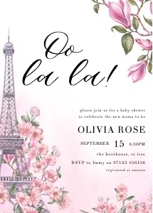 P1 - Oo La La Baby Invite 5x7 design preview