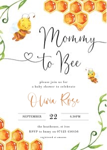 BB1 - Mommy To BEE Invite 5X7 design preview