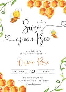 BB1 - Sweet BEE Invite 5x7 design preview