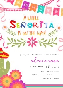 MX1 Senorita Baby Shower Invite 5x7 design preview