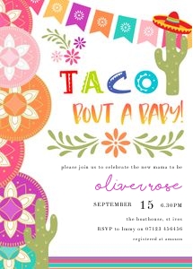 MX1 - Taco Baby Shower Invite 5x7 design preview