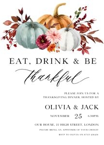 Eat Drink Be Thankful Invite 5x7 design preview