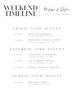 MD - Wedding Weekend Timeline design preview